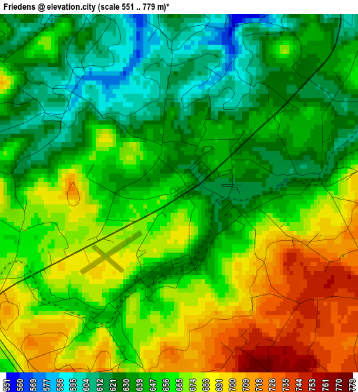 Friedens elevation map