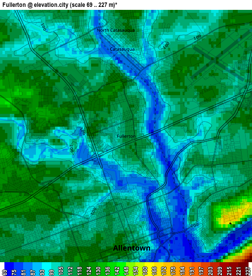 Fullerton elevation map