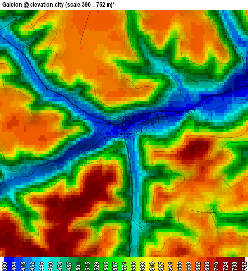 Galeton elevation map