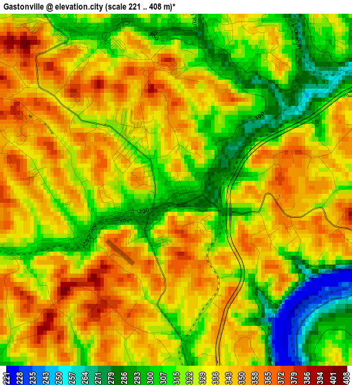 Gastonville elevation map