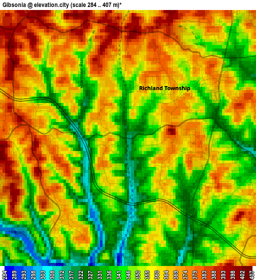 Gibsonia elevation map