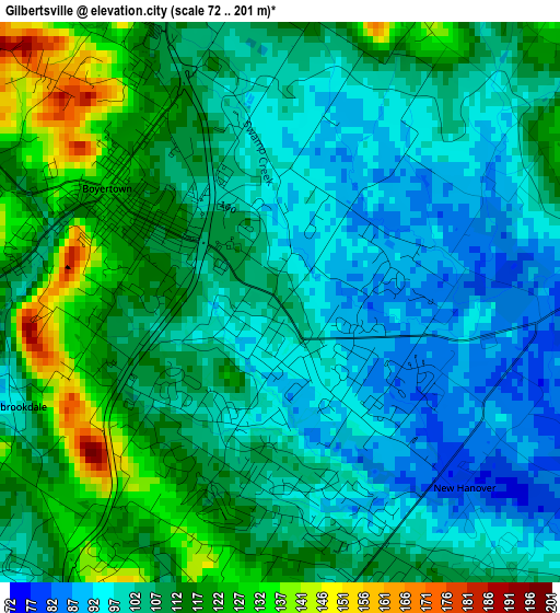 Gilbertsville elevation map