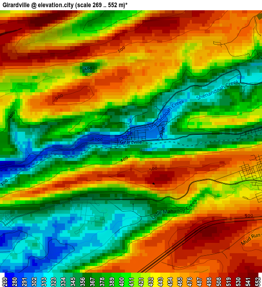 Girardville elevation map