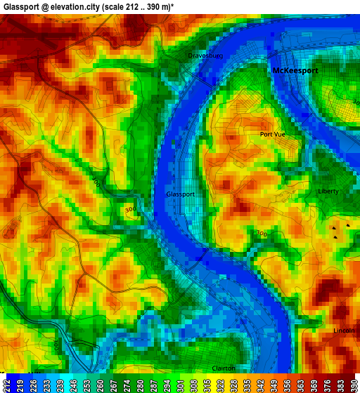 Glassport elevation map