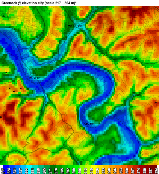 Greenock elevation map