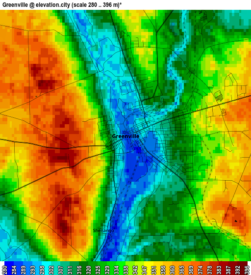 Greenville elevation map