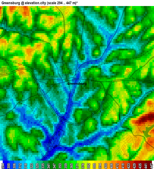 Greensburg elevation map