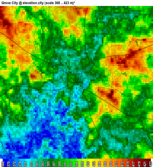 Grove City elevation map