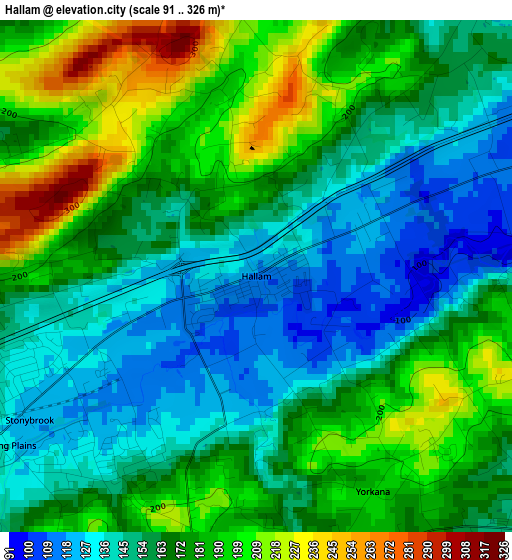 Hallam elevation map