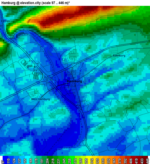 Hamburg elevation map