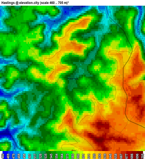 Hastings elevation map