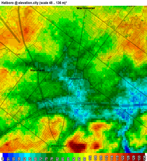 Hatboro elevation map