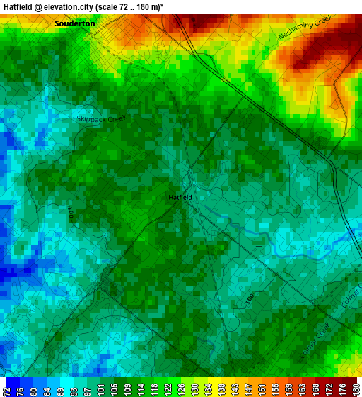 Hatfield elevation map