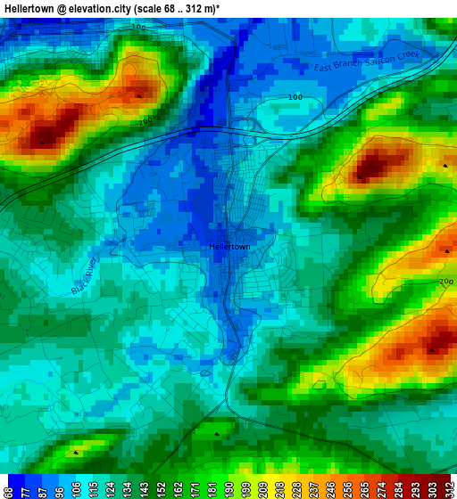 Hellertown elevation map