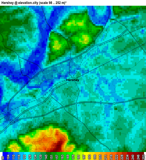 Hershey elevation map