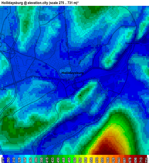 Hollidaysburg elevation map