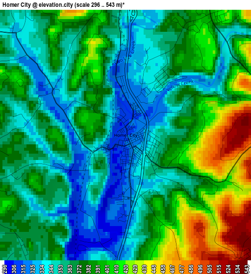 Homer City elevation map