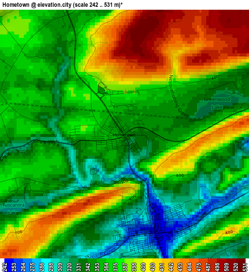 Hometown elevation map