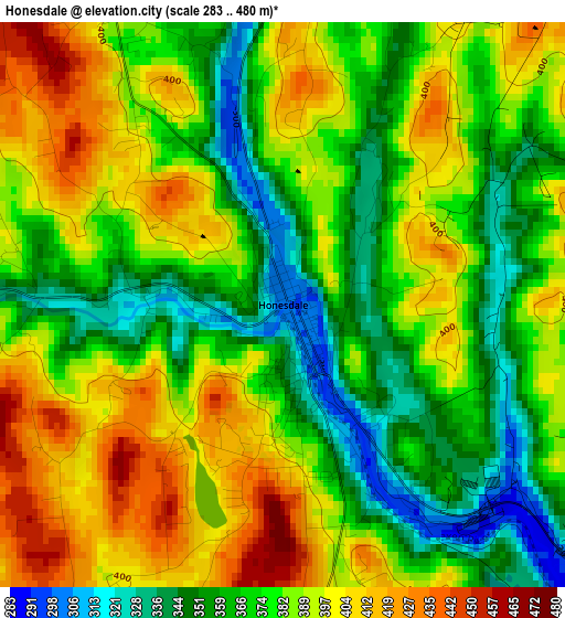 Honesdale elevation map