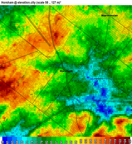 Horsham elevation map