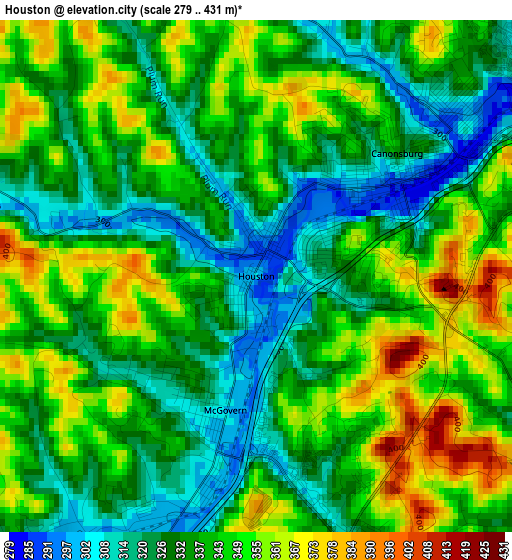 Houston elevation map