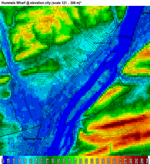 Hummels Wharf elevation map