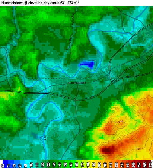 Hummelstown elevation map