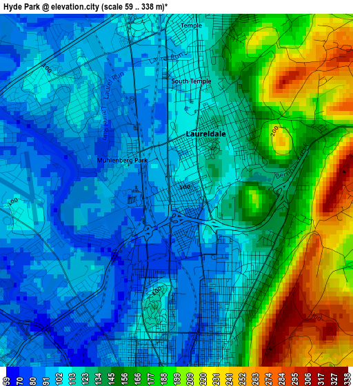 Hyde Park elevation map