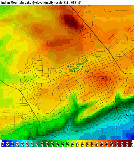 Indian Mountain Lake elevation map