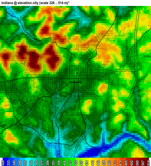 Indiana elevation map