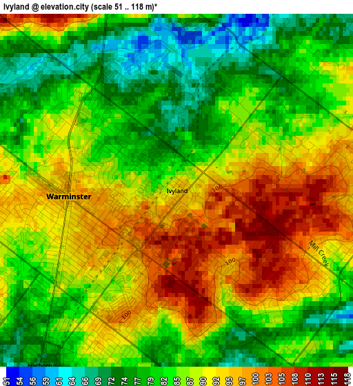 Ivyland elevation map