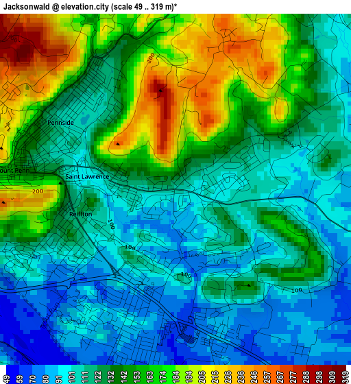 Jacksonwald elevation map