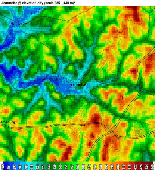 Jeannette elevation map