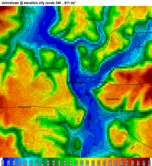 Johnstown elevation map