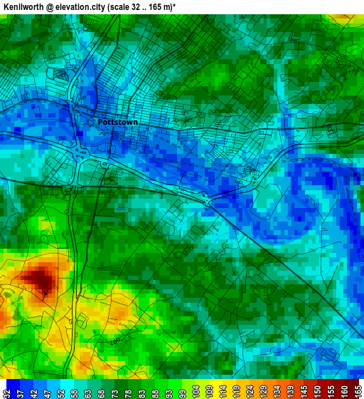 Kenilworth elevation map