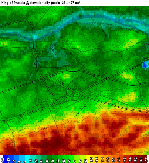 King of Prussia elevation map