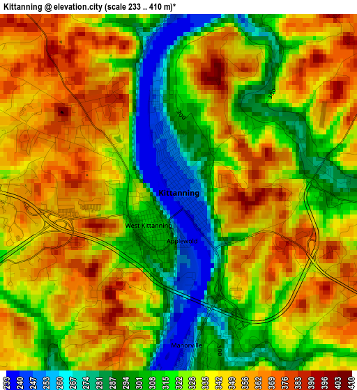 Kittanning elevation map