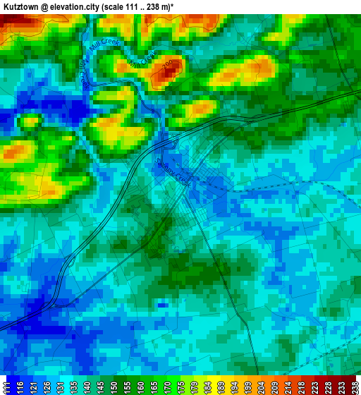 Kutztown elevation map