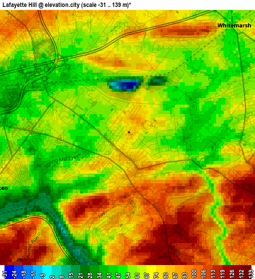 Lafayette Hill elevation map