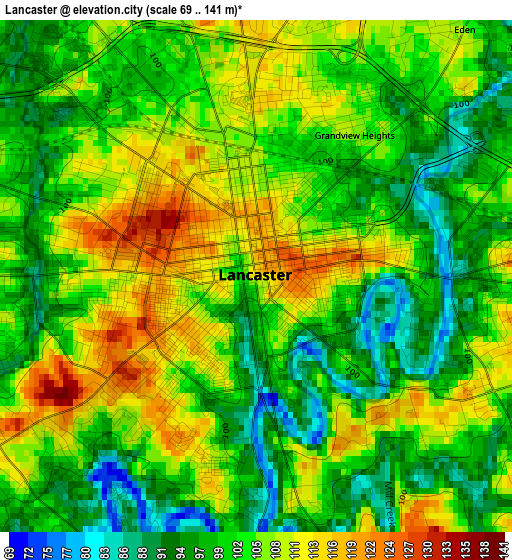 Lancaster elevation map