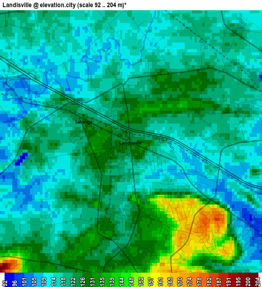 Landisville elevation map