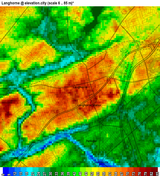 Langhorne elevation map