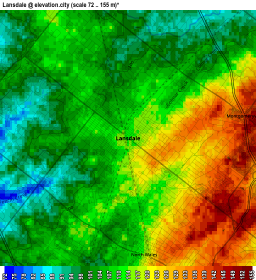 Lansdale elevation map