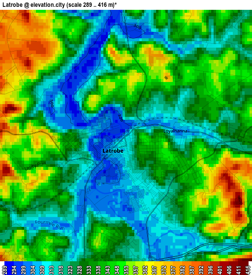 Latrobe elevation map