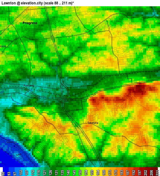 Lawnton elevation map