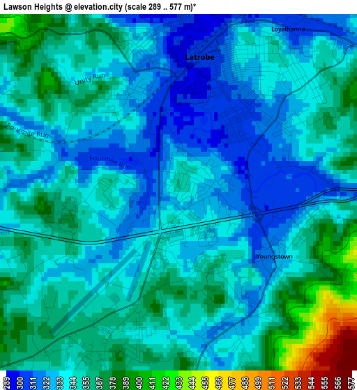 Lawson Heights elevation map