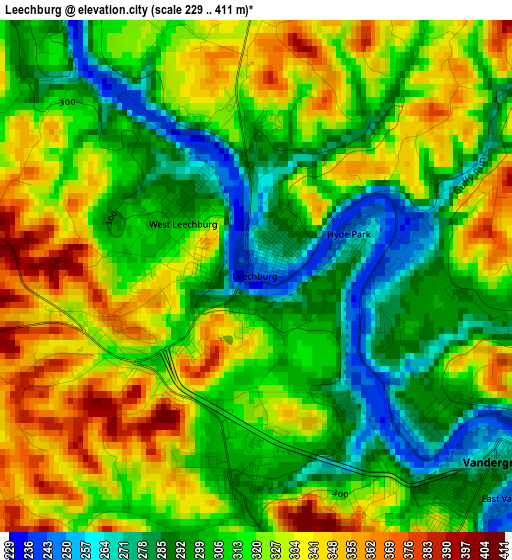 Leechburg elevation map