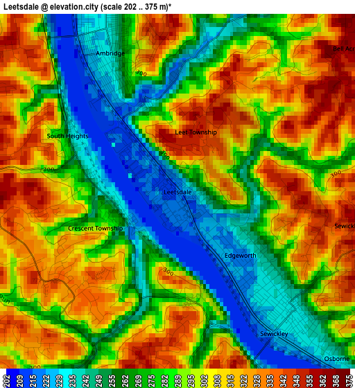 Leetsdale elevation map