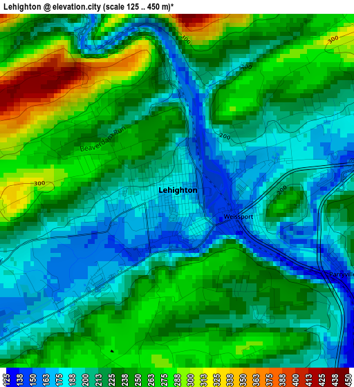 Lehighton elevation map