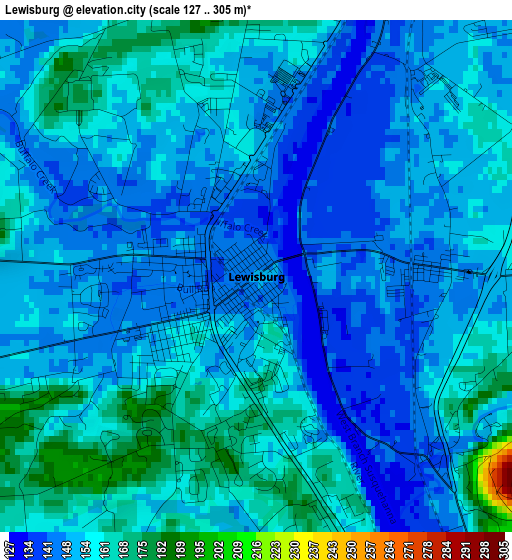 Lewisburg elevation map